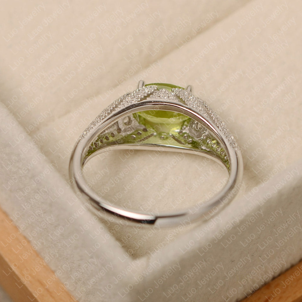 Vintage Horizontal Oval Cut Peridot Ring - LUO Jewelry