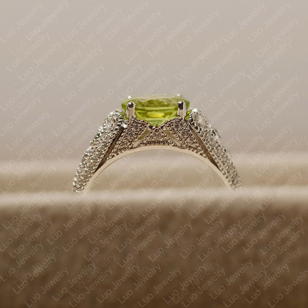 Vintage Horizontal Oval Cut Peridot Ring - LUO Jewelry