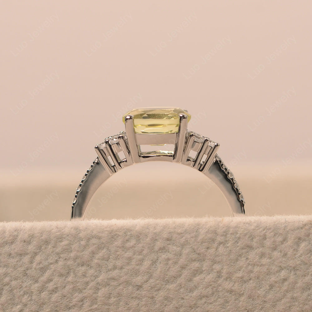 Horizontal Oval Cut Lemon Quartz Engagement Ring - LUO Jewelry