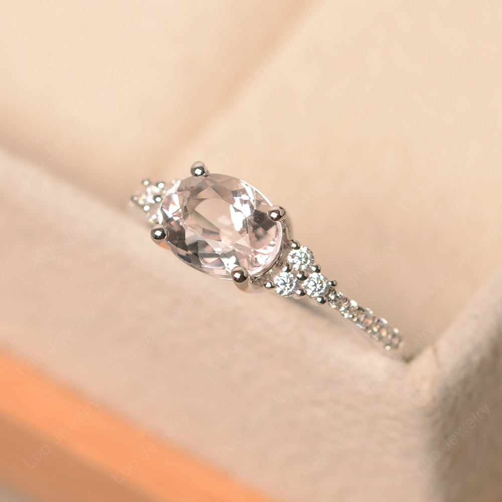 Horizontal Oval Cut Morganite Engagement Ring - LUO Jewelry