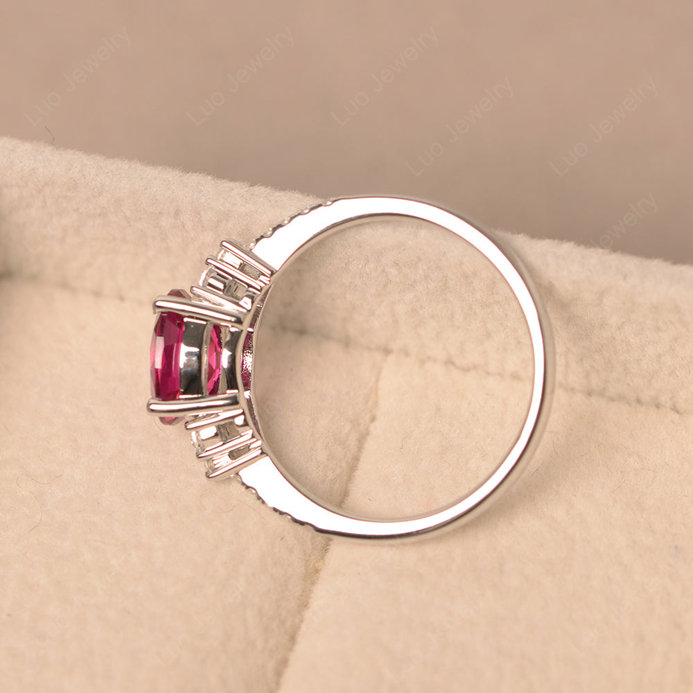 Horizontal Oval Cut Ruby Engagement Ring - LUO Jewelry
