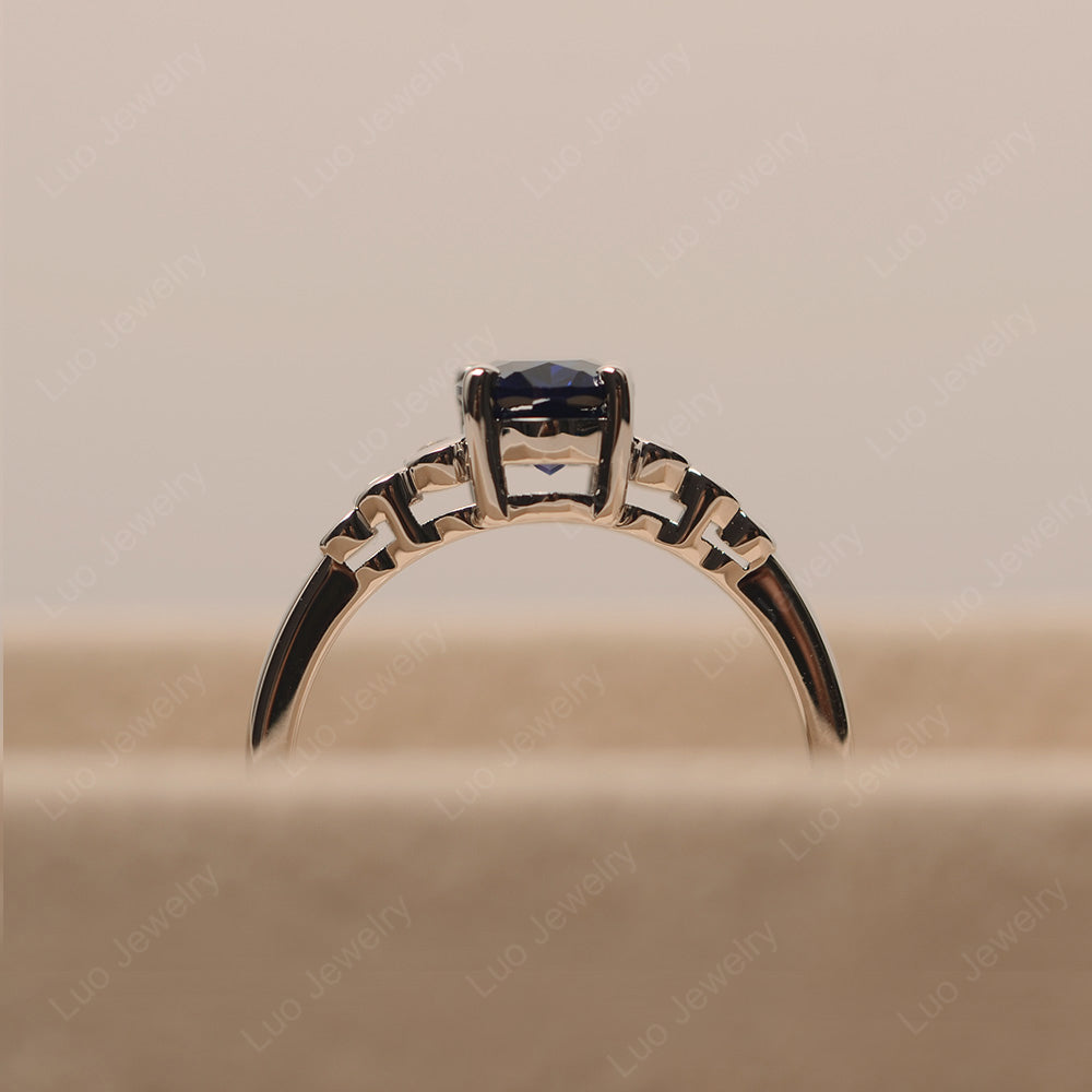Oval Cut Lab Sapphire Engagement Ring Rose Gold - LUO Jewelry