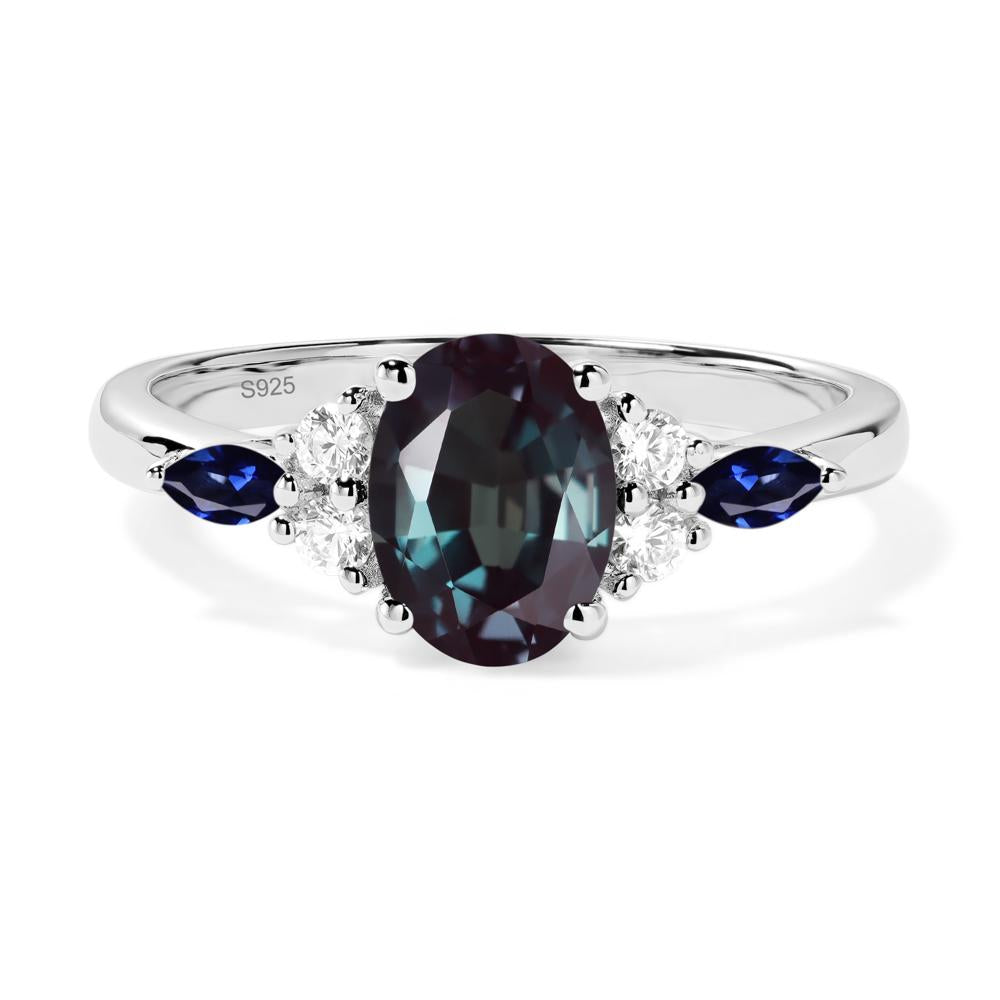 Simple Oval Lab Alexandrite Engagement Ring - LUO Jewelry #metal_sterling silver