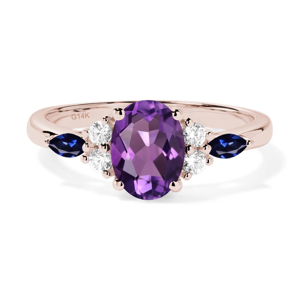 Simple Oval Amethyst Engagement Ring - LUO Jewelry #metal_14k rose gold