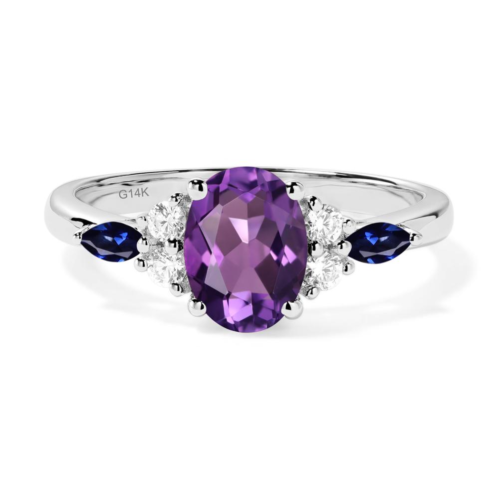 Simple Oval Amethyst Engagement Ring - LUO Jewelry #metal_14k white gold