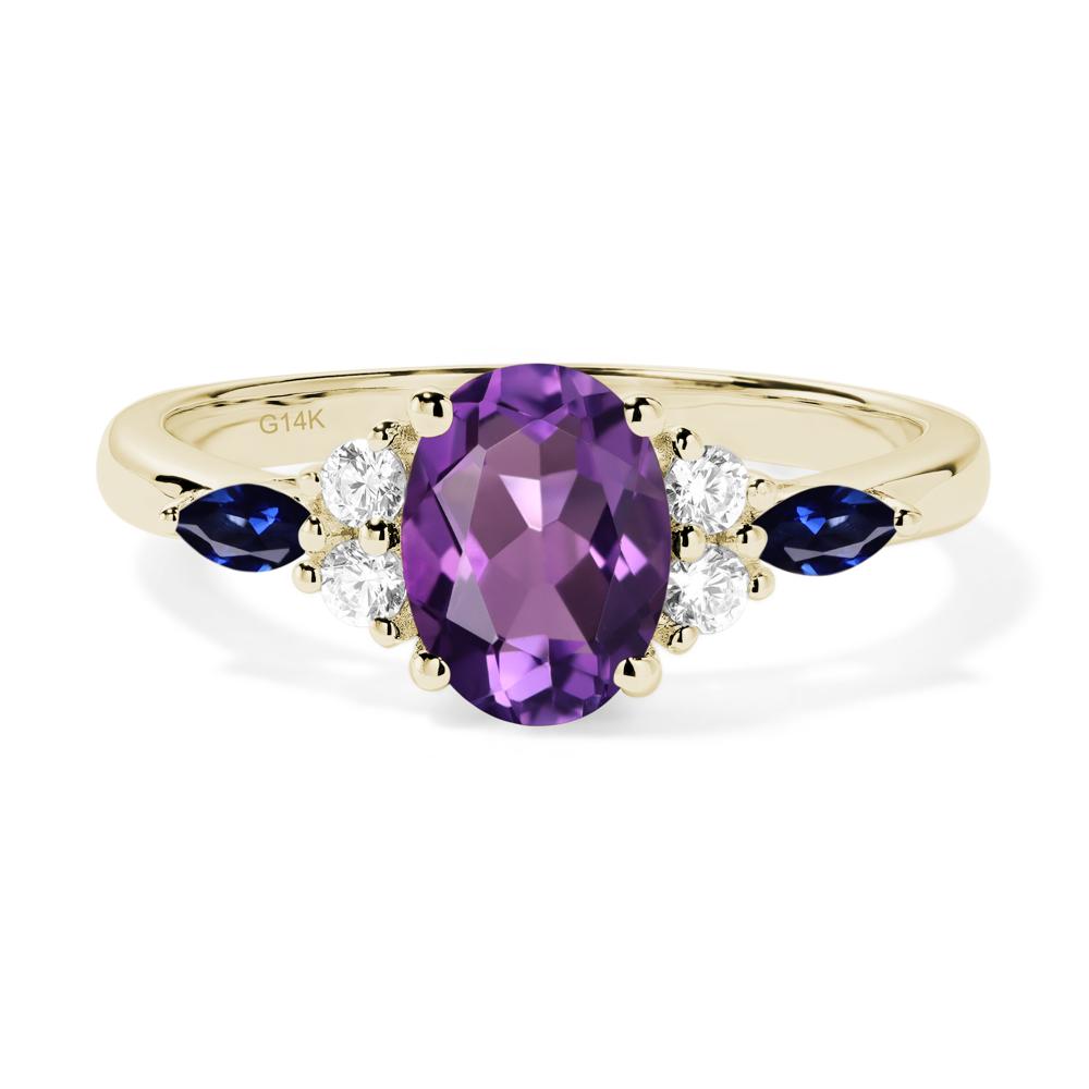 Simple Oval Amethyst Engagement Ring - LUO Jewelry #metal_14k yellow gold