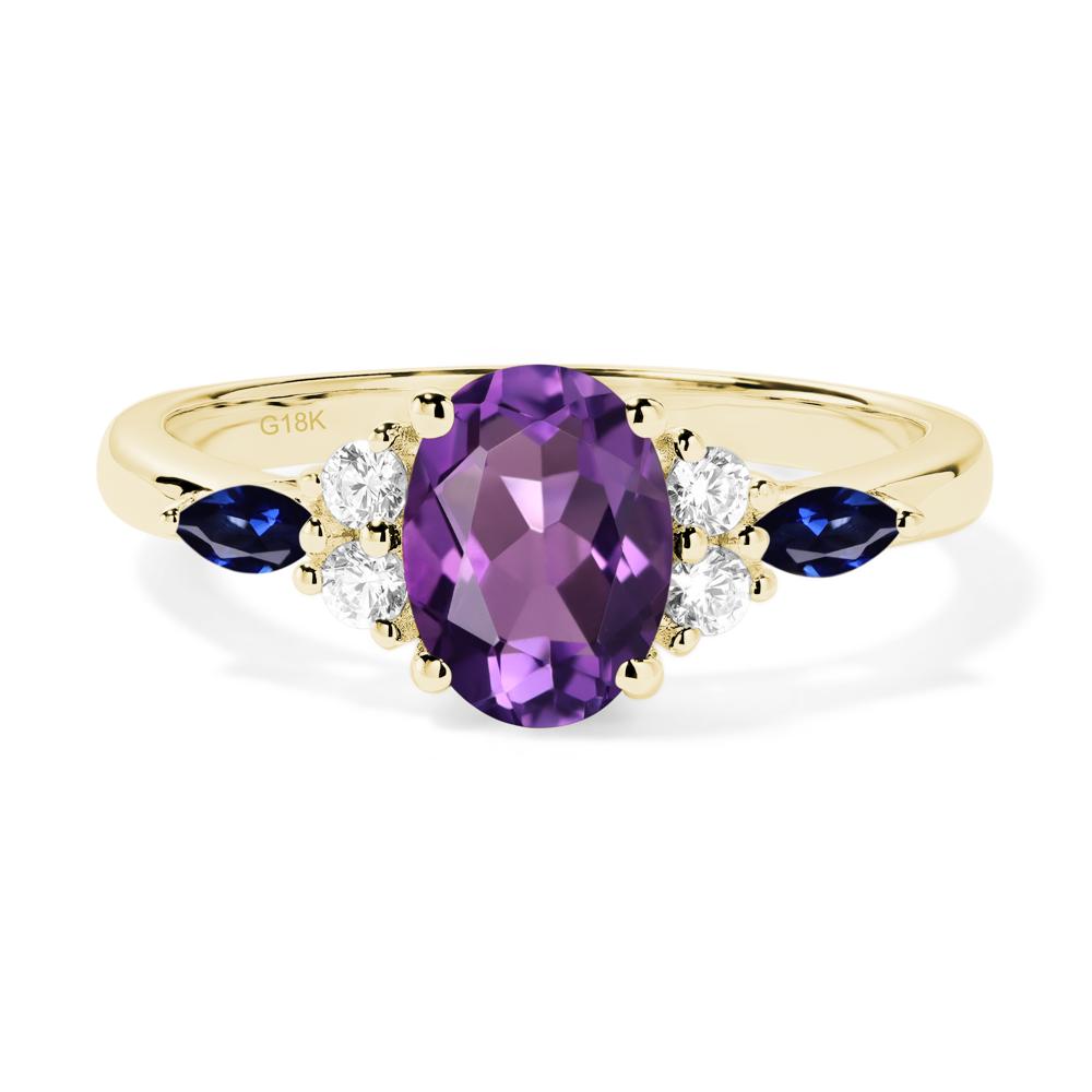 Simple Oval Amethyst Engagement Ring - LUO Jewelry #metal_18k yellow gold