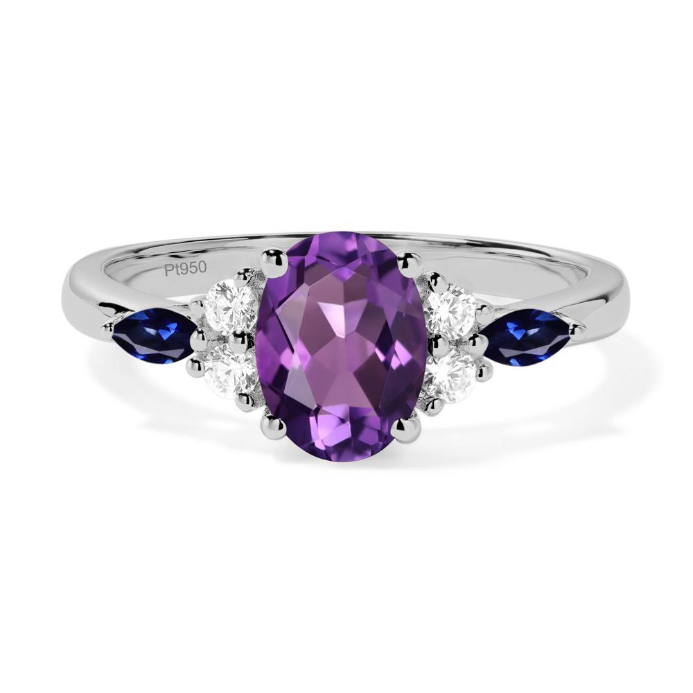 Simple Oval Amethyst Engagement Ring - LUO Jewelry #metal_platinum