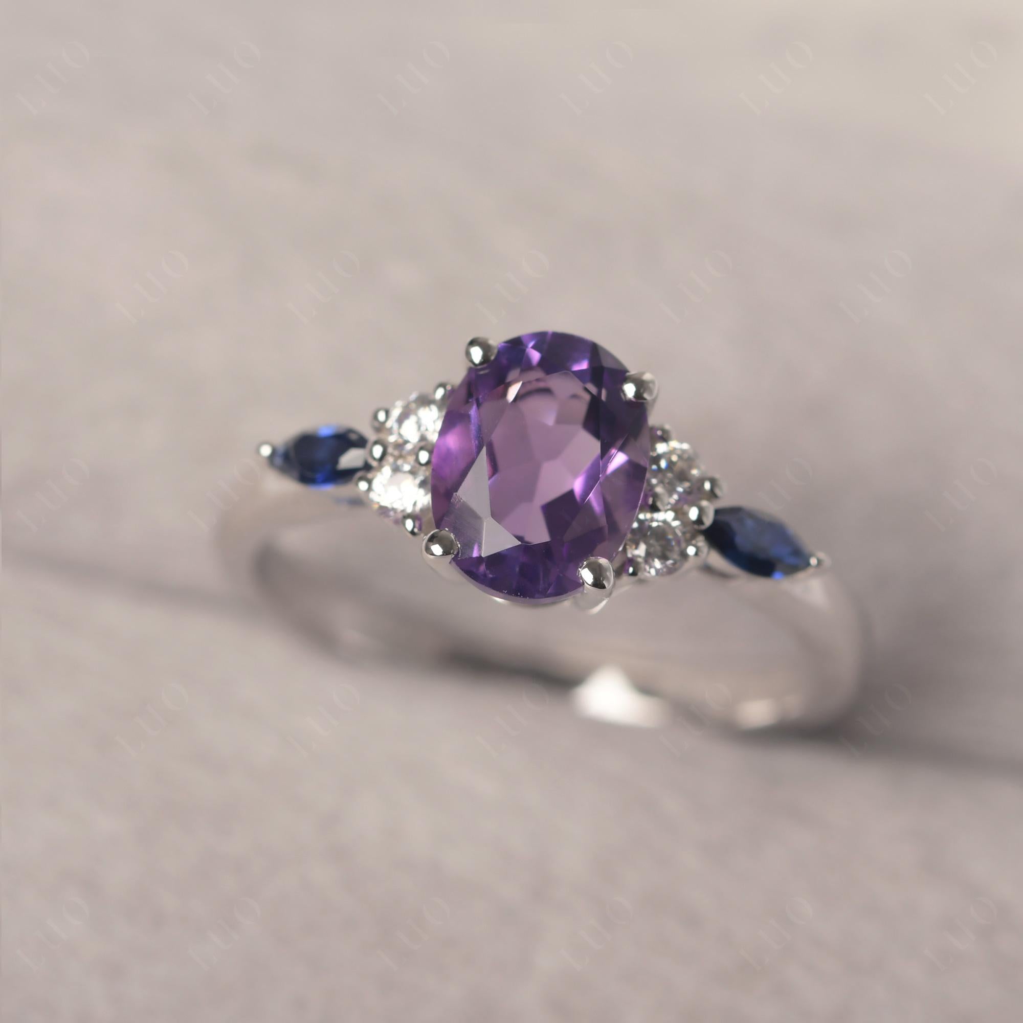 Simple Oval Amethyst Engagement Ring - LUO Jewelry