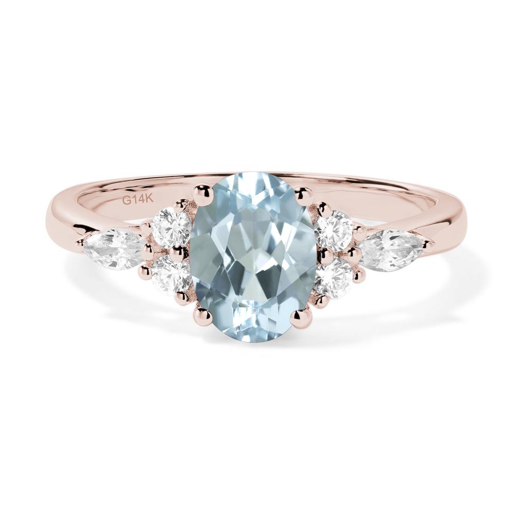 Simple Oval Aquamarine Engagement Ring - LUO Jewelry #metal_14k rose gold