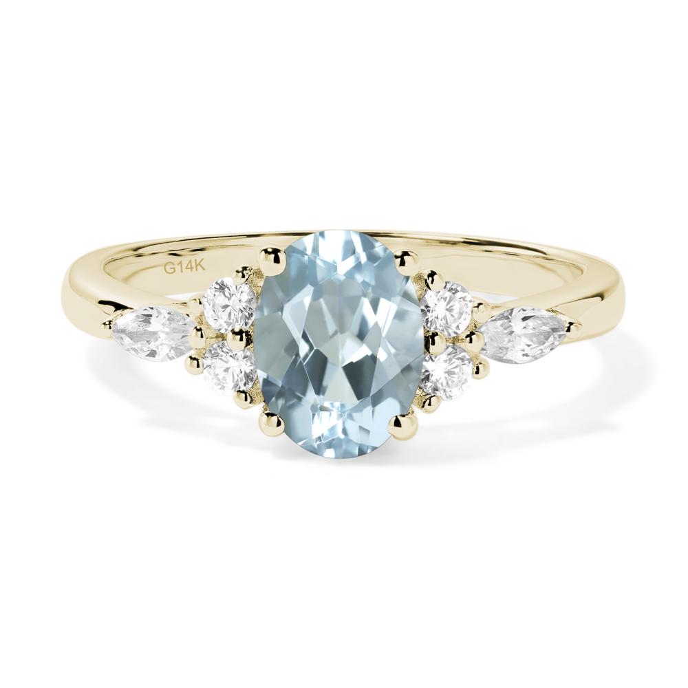 Simple Oval Aquamarine Engagement Ring - LUO Jewelry #metal_14k yellow gold