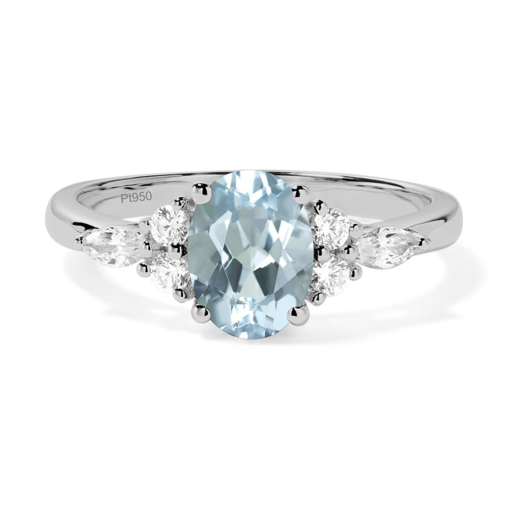 Simple Oval Aquamarine Engagement Ring - LUO Jewelry #metal_platinum