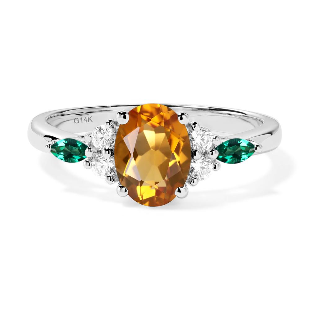Simple Oval Citrine Engagement Ring - LUO Jewelry #metal_14k white gold