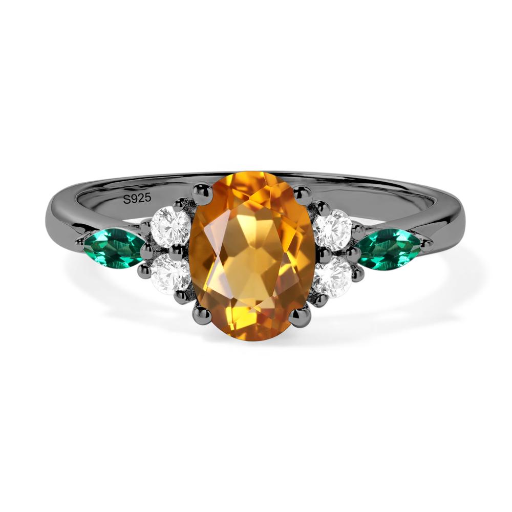 Simple Oval Citrine Engagement Ring - LUO Jewelry #metal_black finish sterling silver