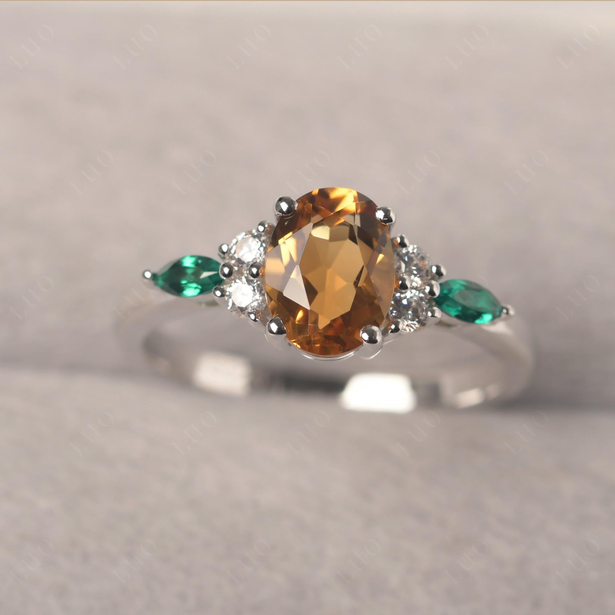Simple Oval Citrine Engagement Ring - LUO Jewelry