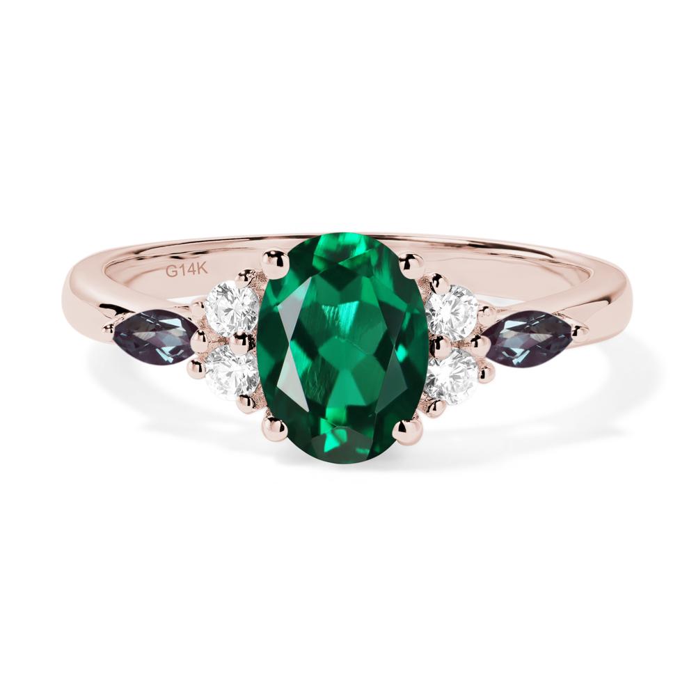 Simple Oval Emerald Engagement Ring - LUO Jewelry #metal_14k rose gold