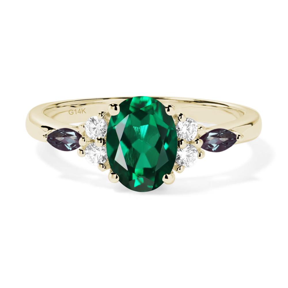 Simple Oval Emerald Engagement Ring - LUO Jewelry #metal_14k yellow gold