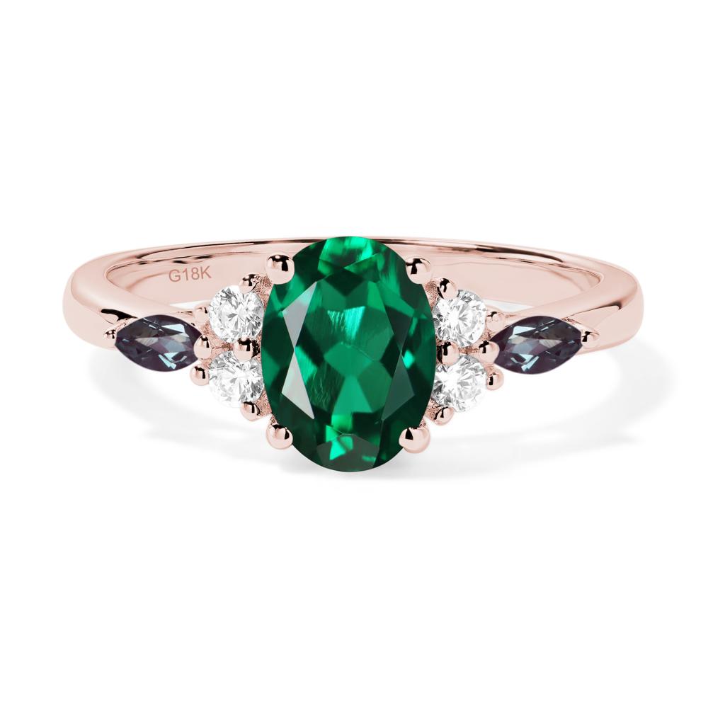 Simple Oval Emerald Engagement Ring - LUO Jewelry #metal_18k rose gold