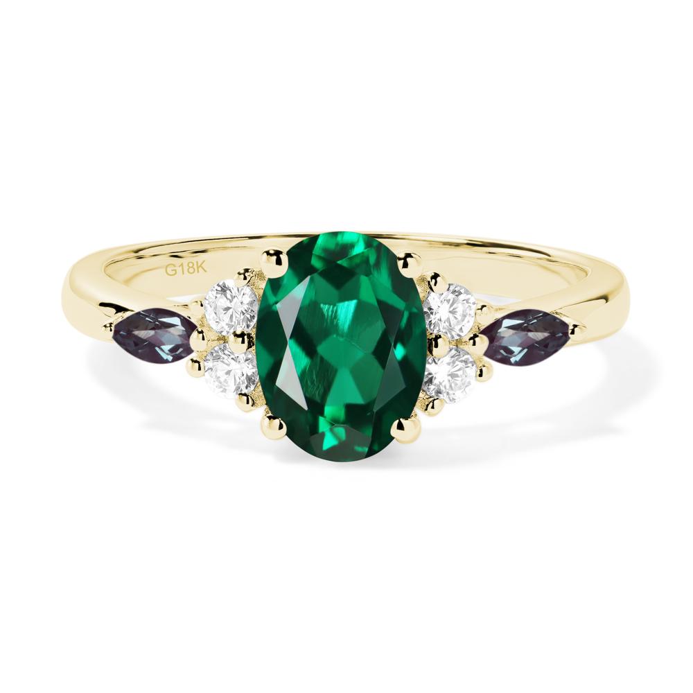 Simple Oval Emerald Engagement Ring - LUO Jewelry #metal_18k yellow gold