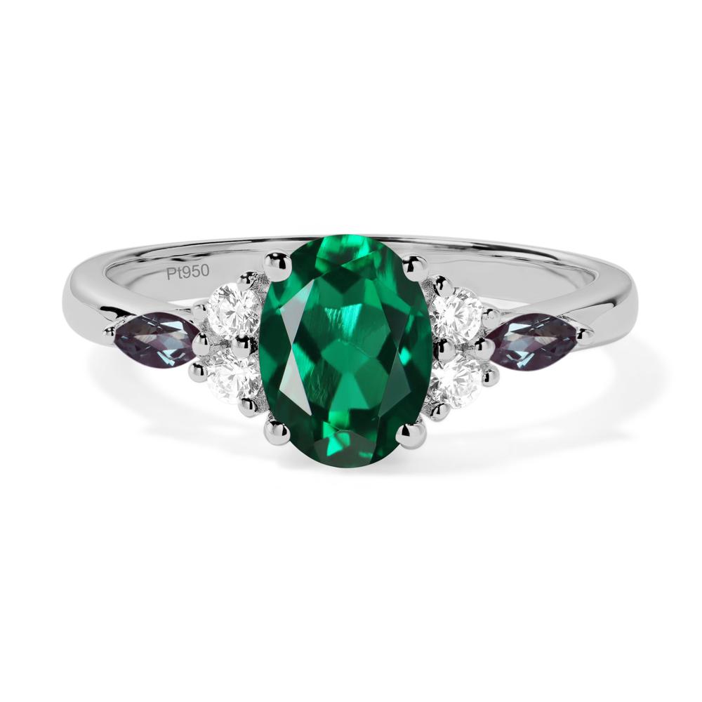 Simple Oval Emerald Engagement Ring - LUO Jewelry #metal_platinum