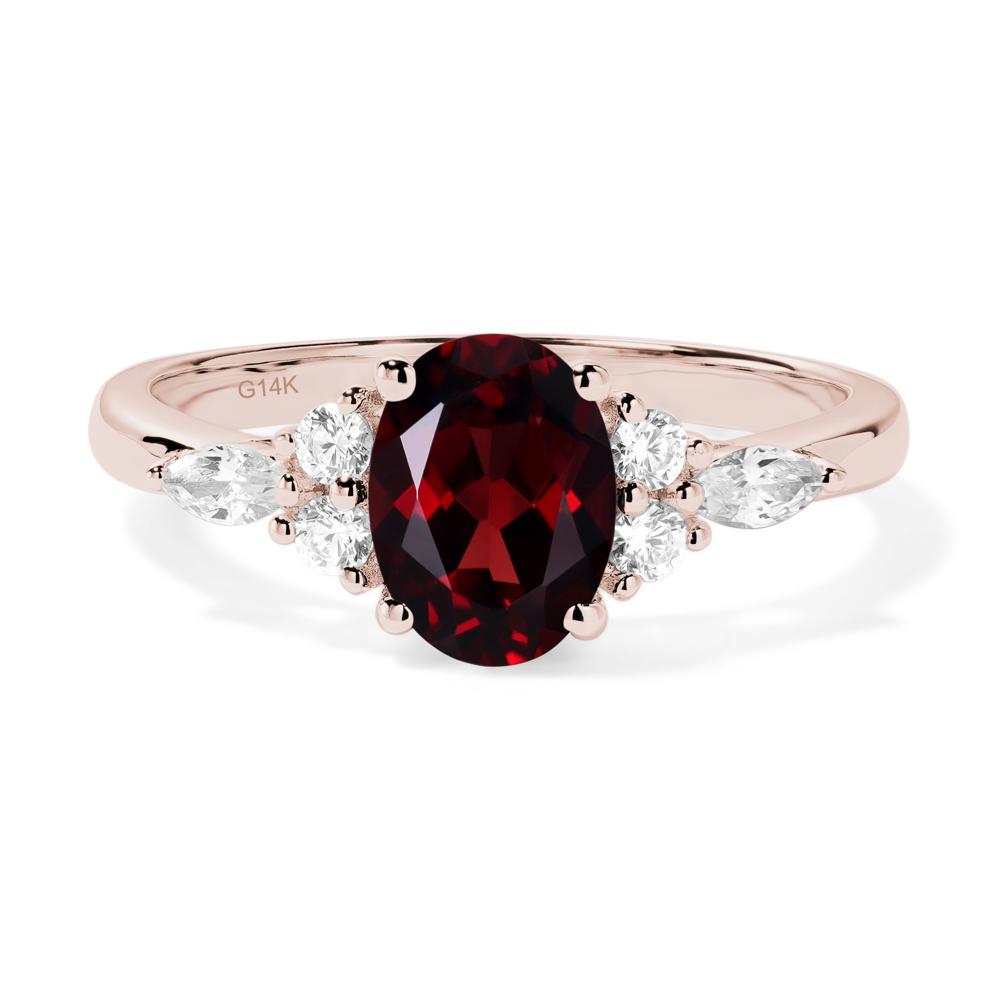 Simple Oval Garnet Engagement Ring - LUO Jewelry #metal_14k rose gold
