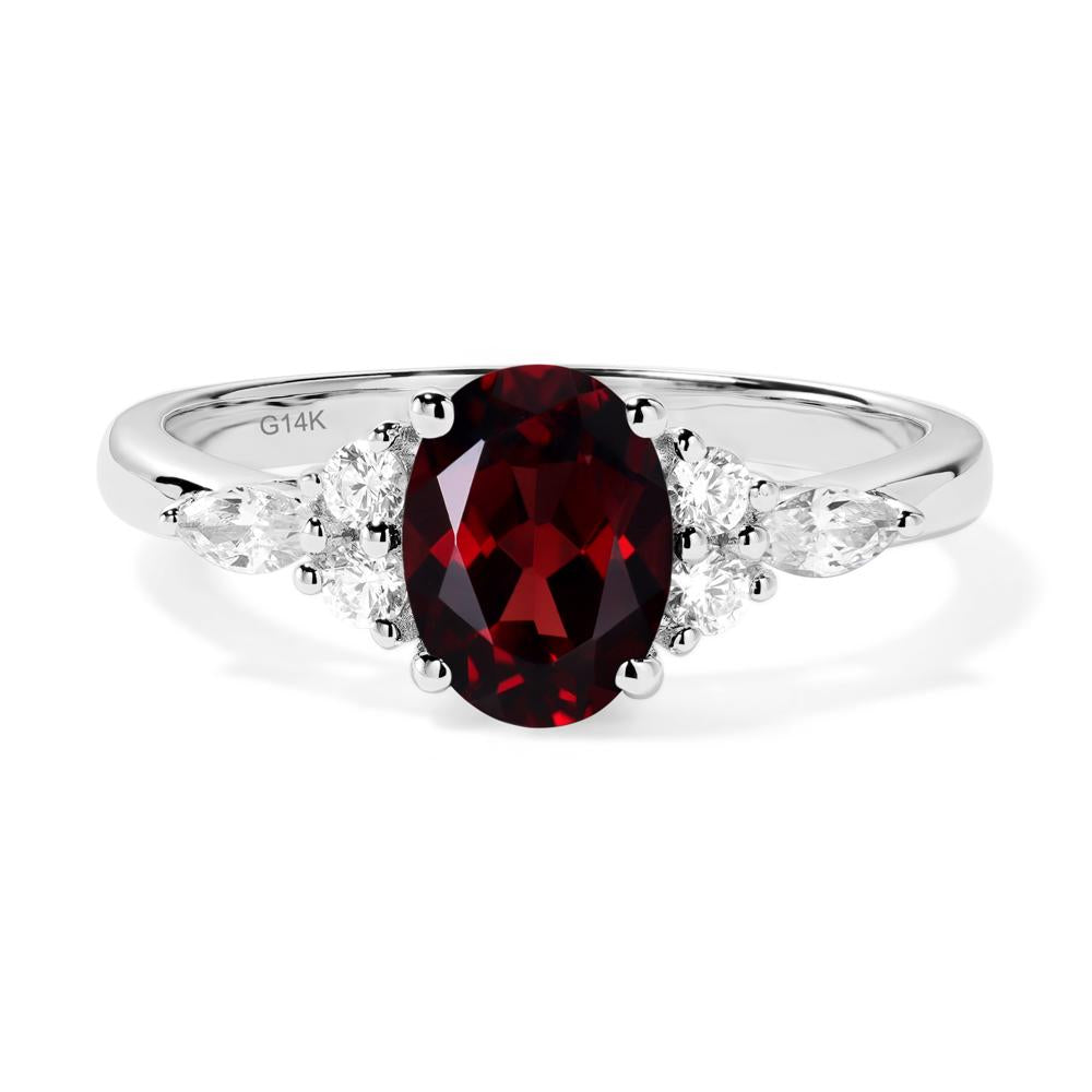 Simple Oval Garnet Engagement Ring - LUO Jewelry #metal_14k white gold
