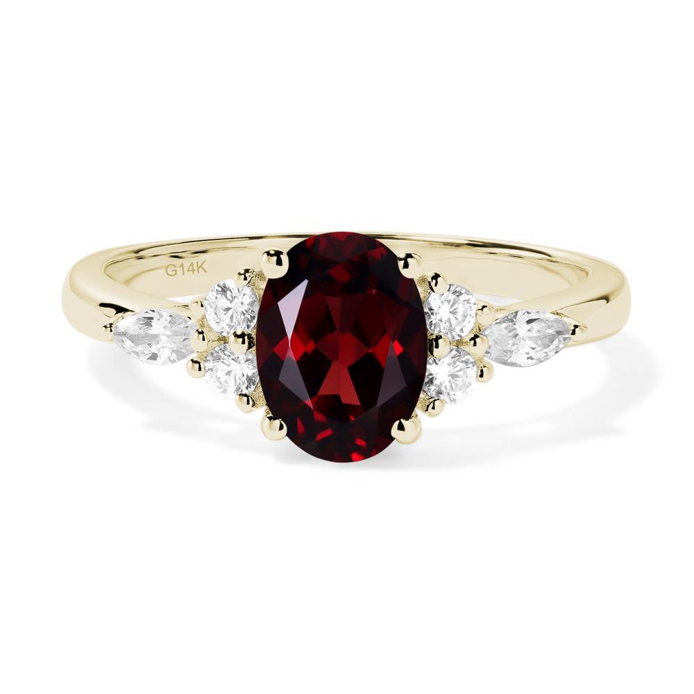 Simple Oval Garnet Engagement Ring - LUO Jewelry #metal_14k yellow gold