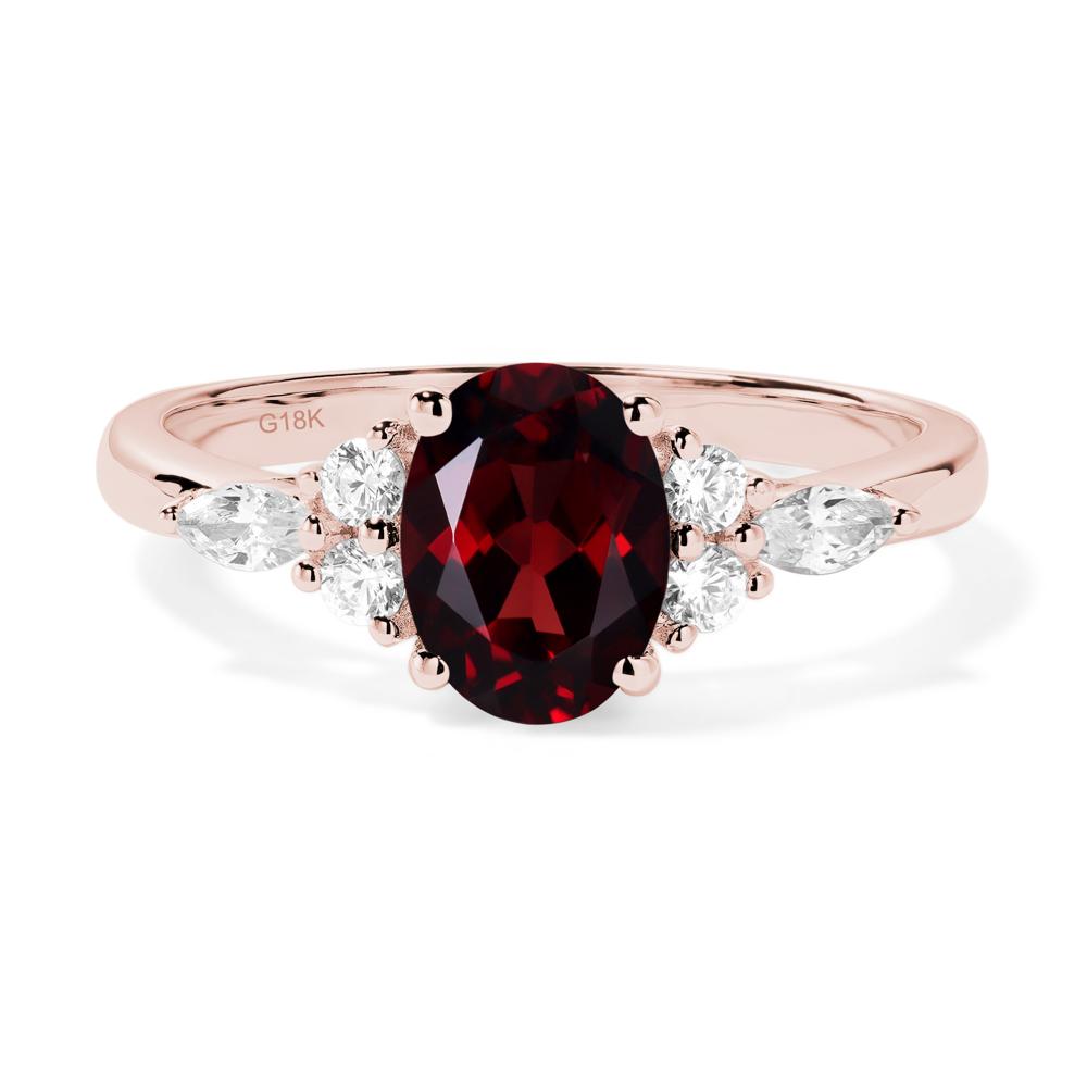 Simple Oval Garnet Engagement Ring - LUO Jewelry #metal_18k rose gold