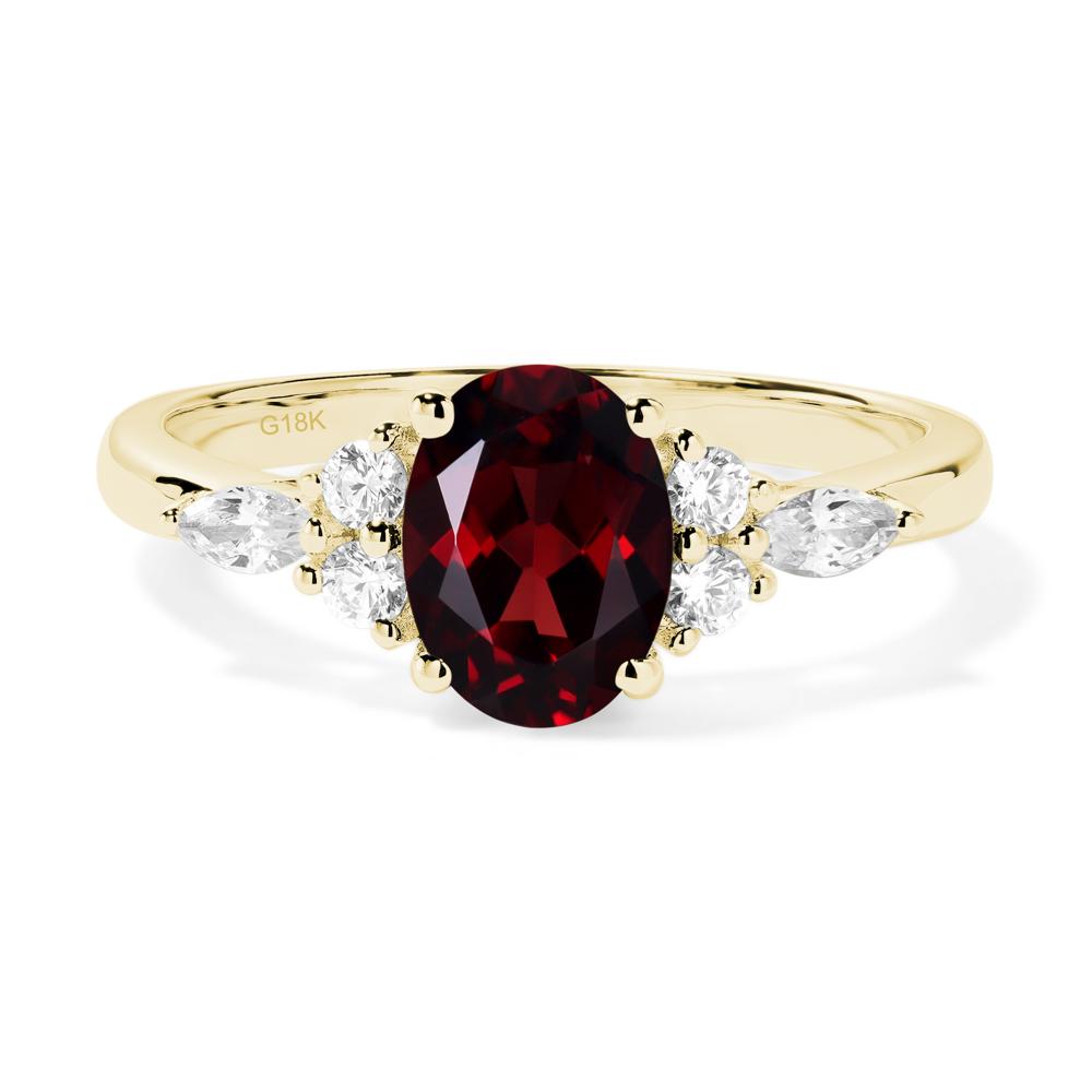 Simple Oval Garnet Engagement Ring - LUO Jewelry #metal_18k yellow gold