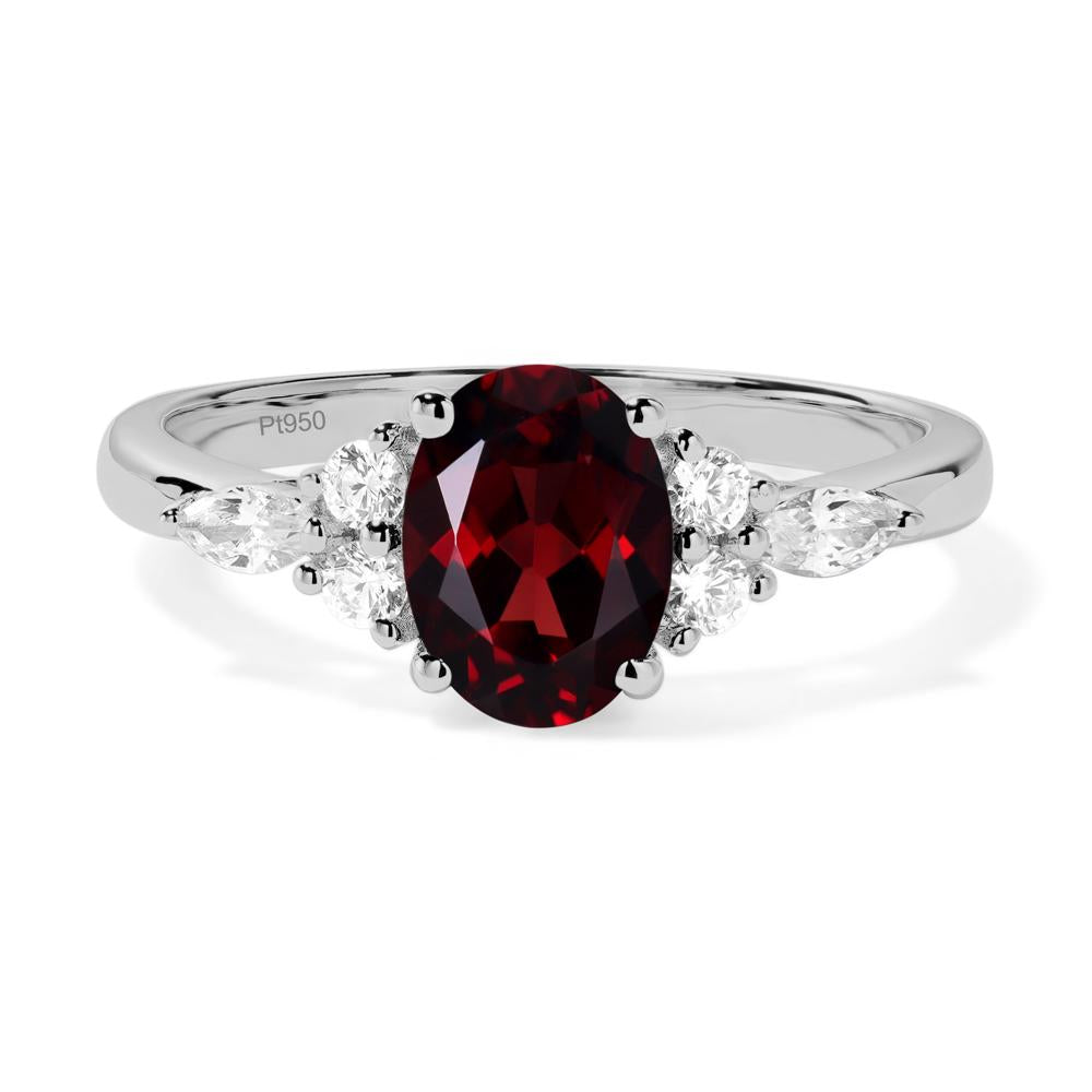 Simple Oval Garnet Engagement Ring - LUO Jewelry #metal_platinum