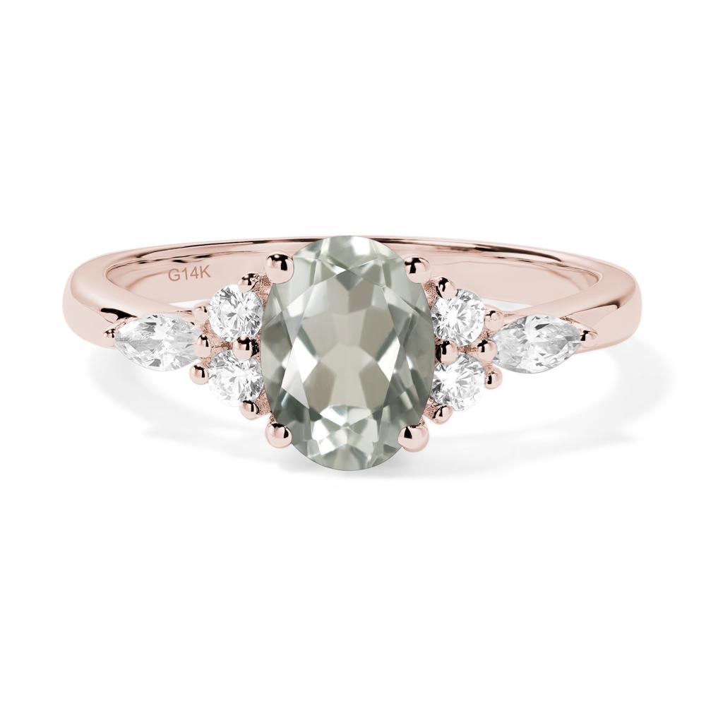 Simple Oval Green Amethyst Engagement Ring - LUO Jewelry #metal_14k rose gold