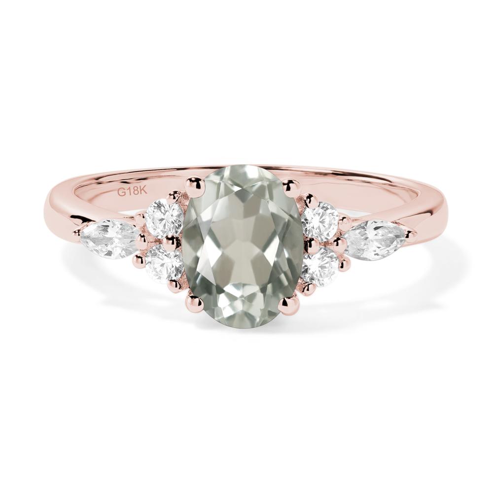 Simple Oval Green Amethyst Engagement Ring - LUO Jewelry #metal_18k rose gold