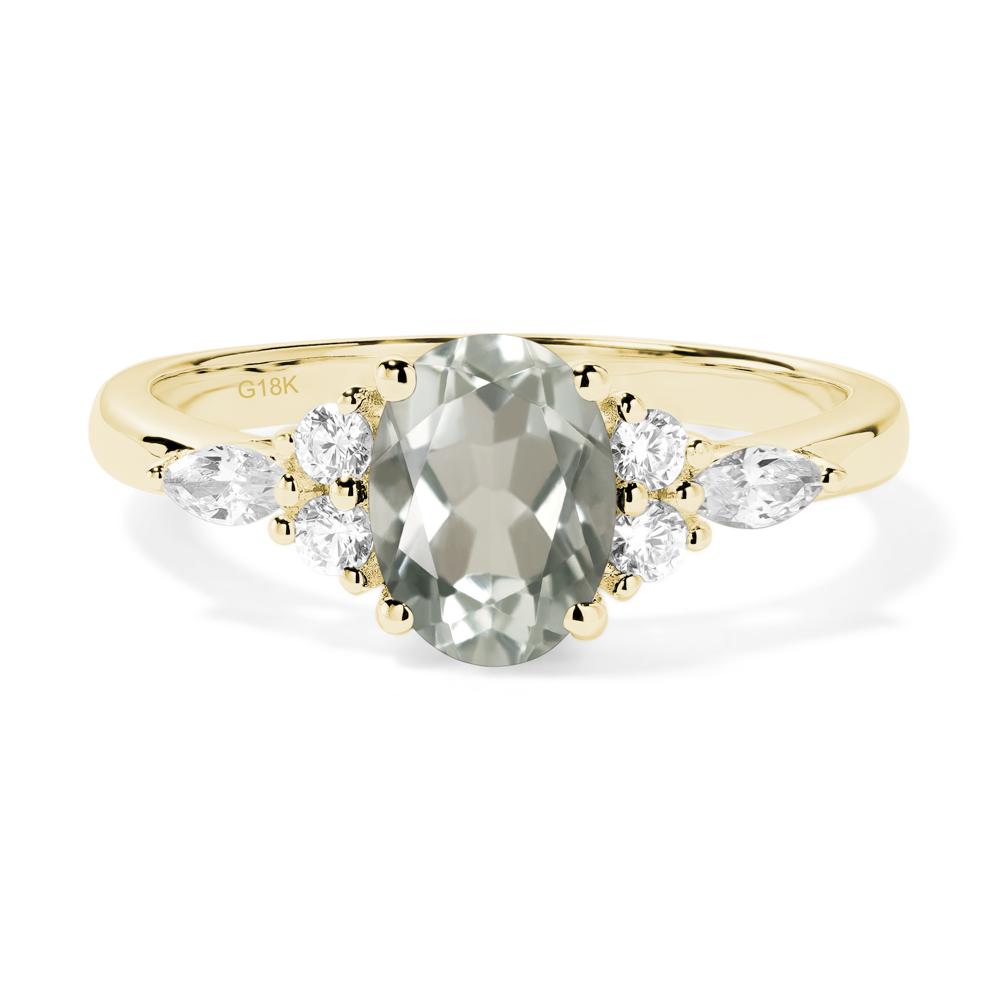 Simple Oval Green Amethyst Engagement Ring - LUO Jewelry #metal_18k yellow gold