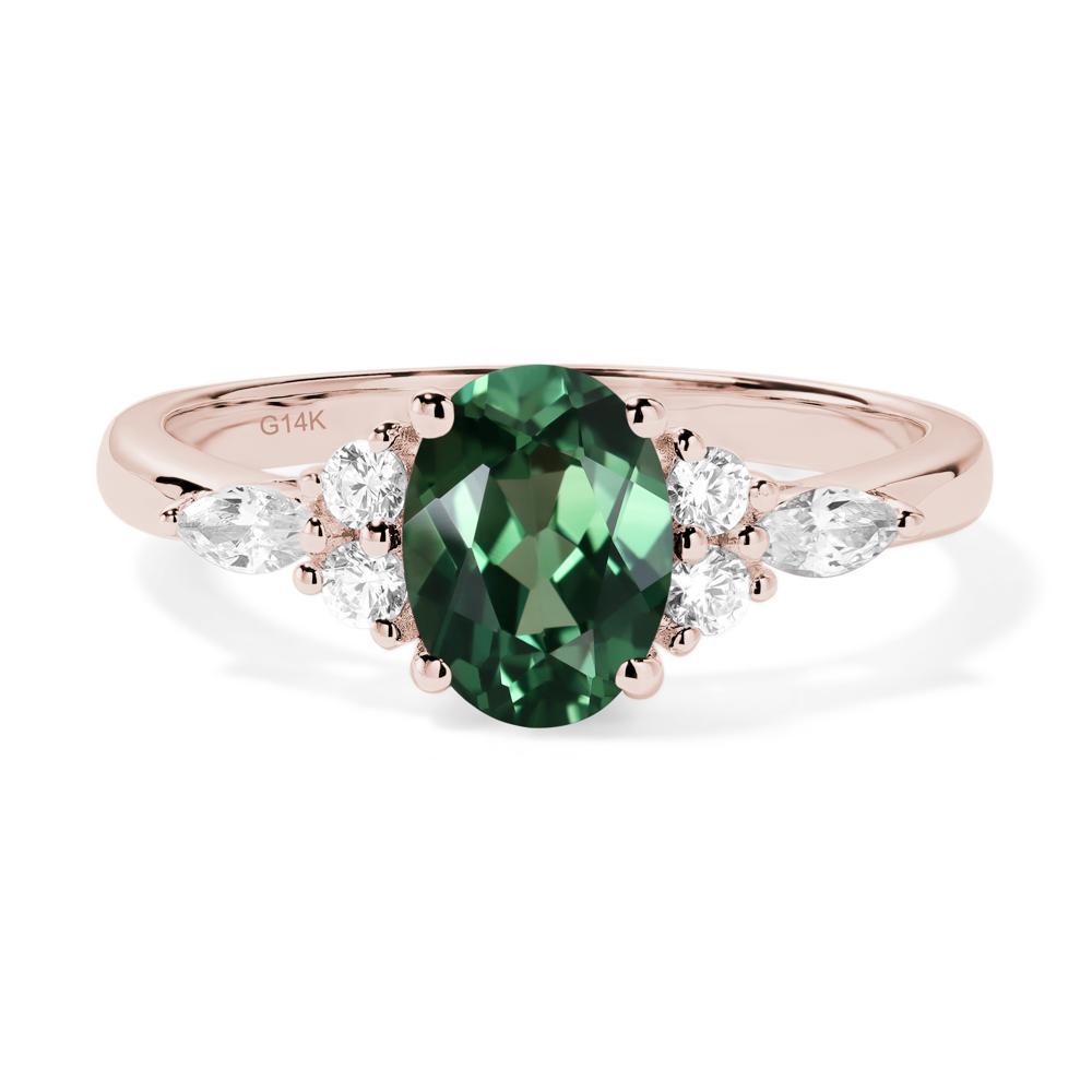 Simple Oval Lab Grown Green Sapphire Engagement Ring - LUO Jewelry #metal_14k rose gold