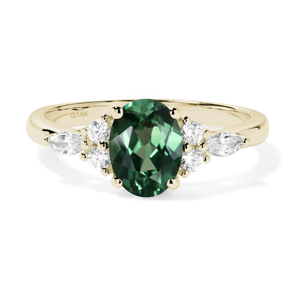 Simple Oval Lab Grown Green Sapphire Engagement Ring - LUO Jewelry #metal_14k yellow gold