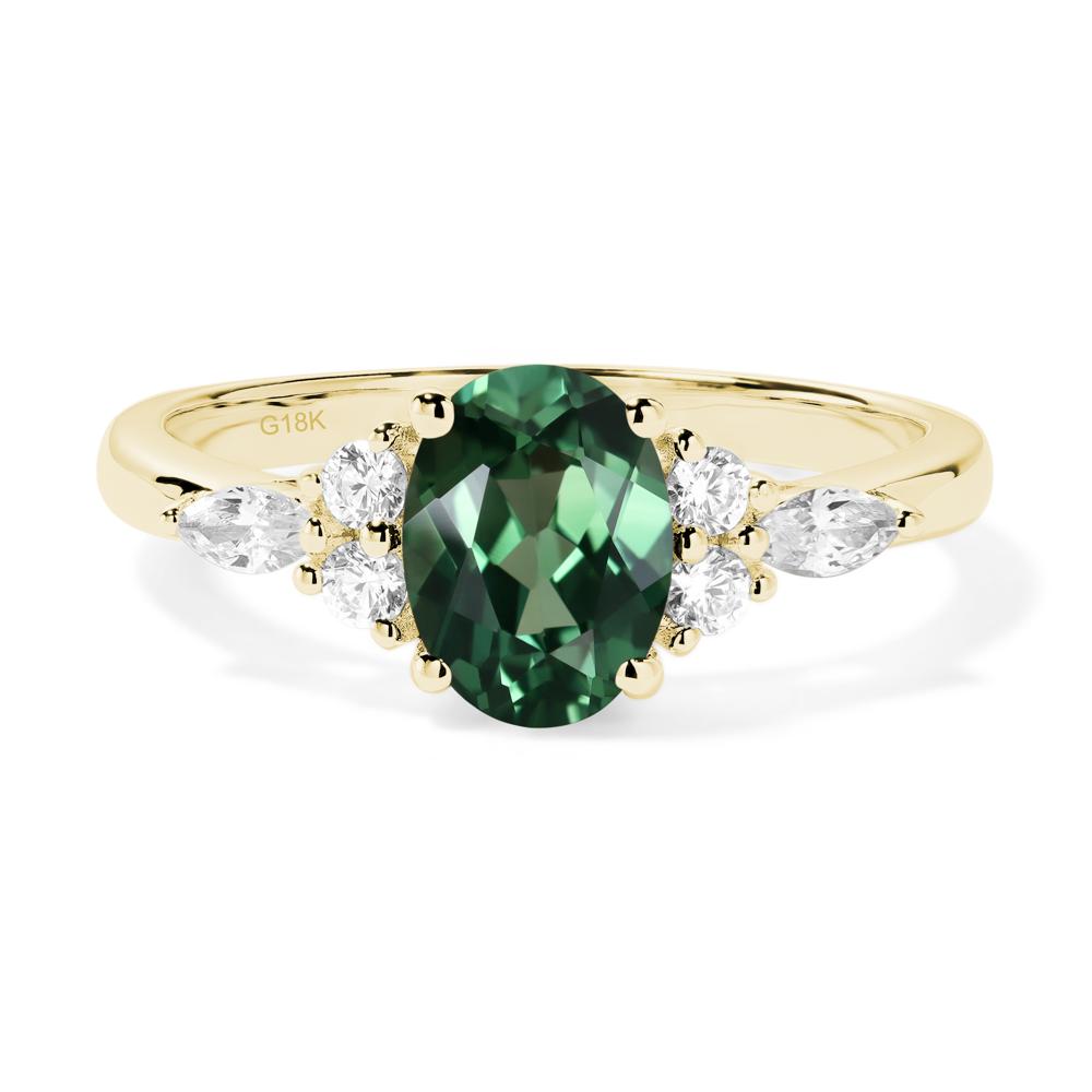 Simple Oval Lab Grown Green Sapphire Engagement Ring - LUO Jewelry #metal_18k yellow gold