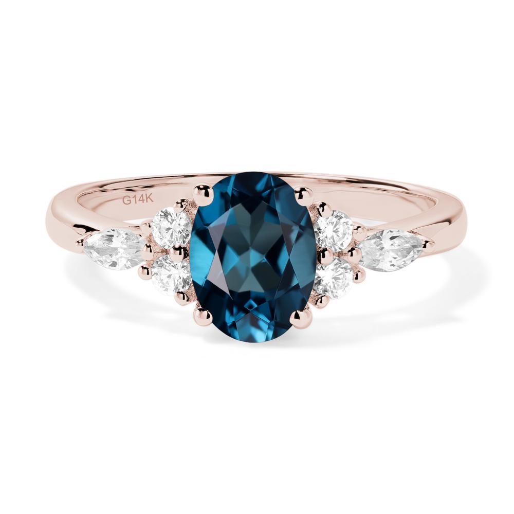 Simple Oval London Blue Topaz Engagement Ring - LUO Jewelry #metal_14k rose gold