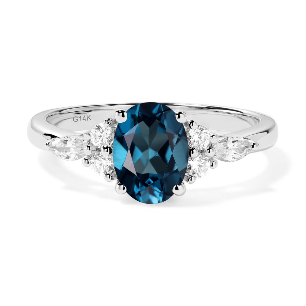 Simple Oval London Blue Topaz Engagement Ring - LUO Jewelry #metal_14k white gold