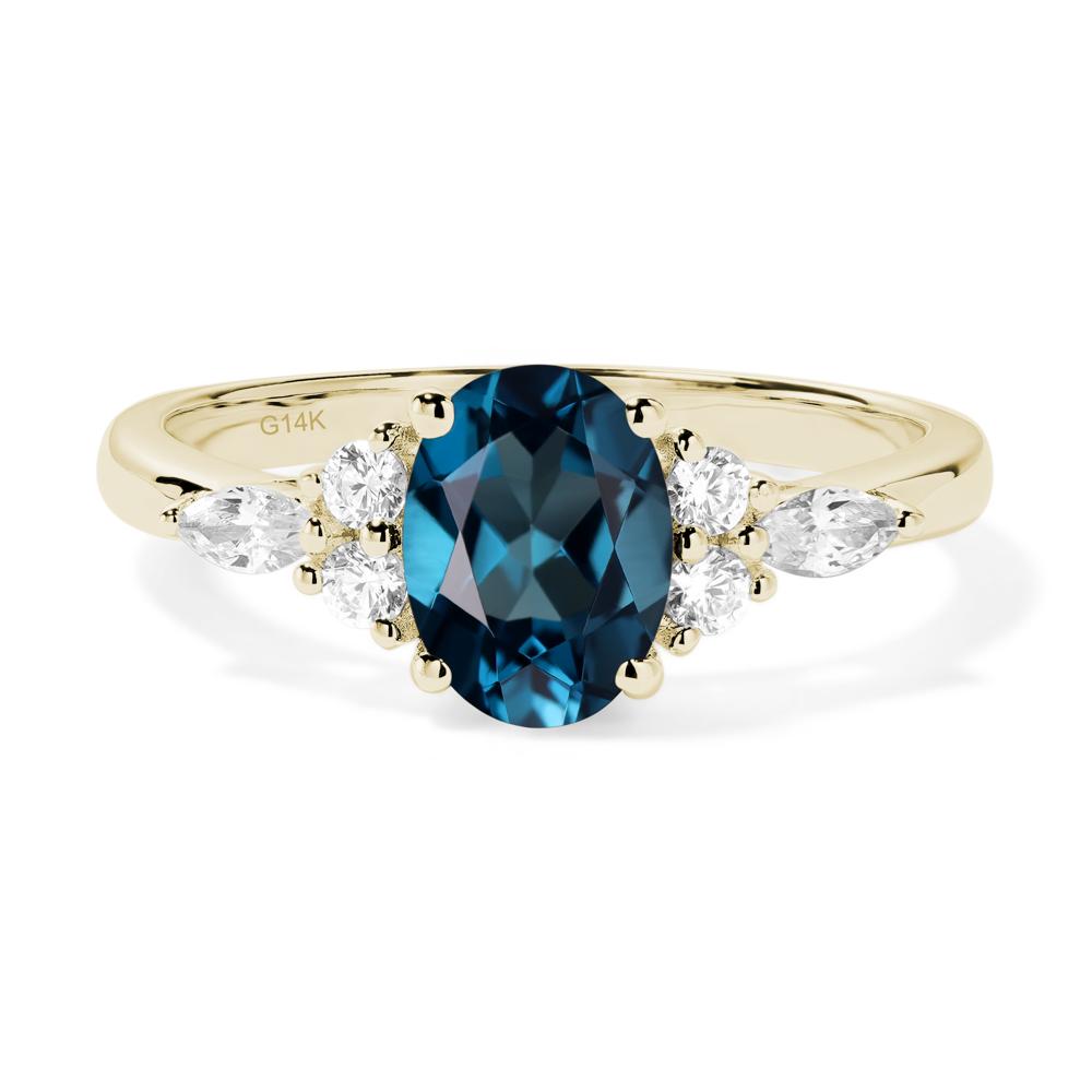 Simple Oval London Blue Topaz Engagement Ring - LUO Jewelry #metal_14k yellow gold