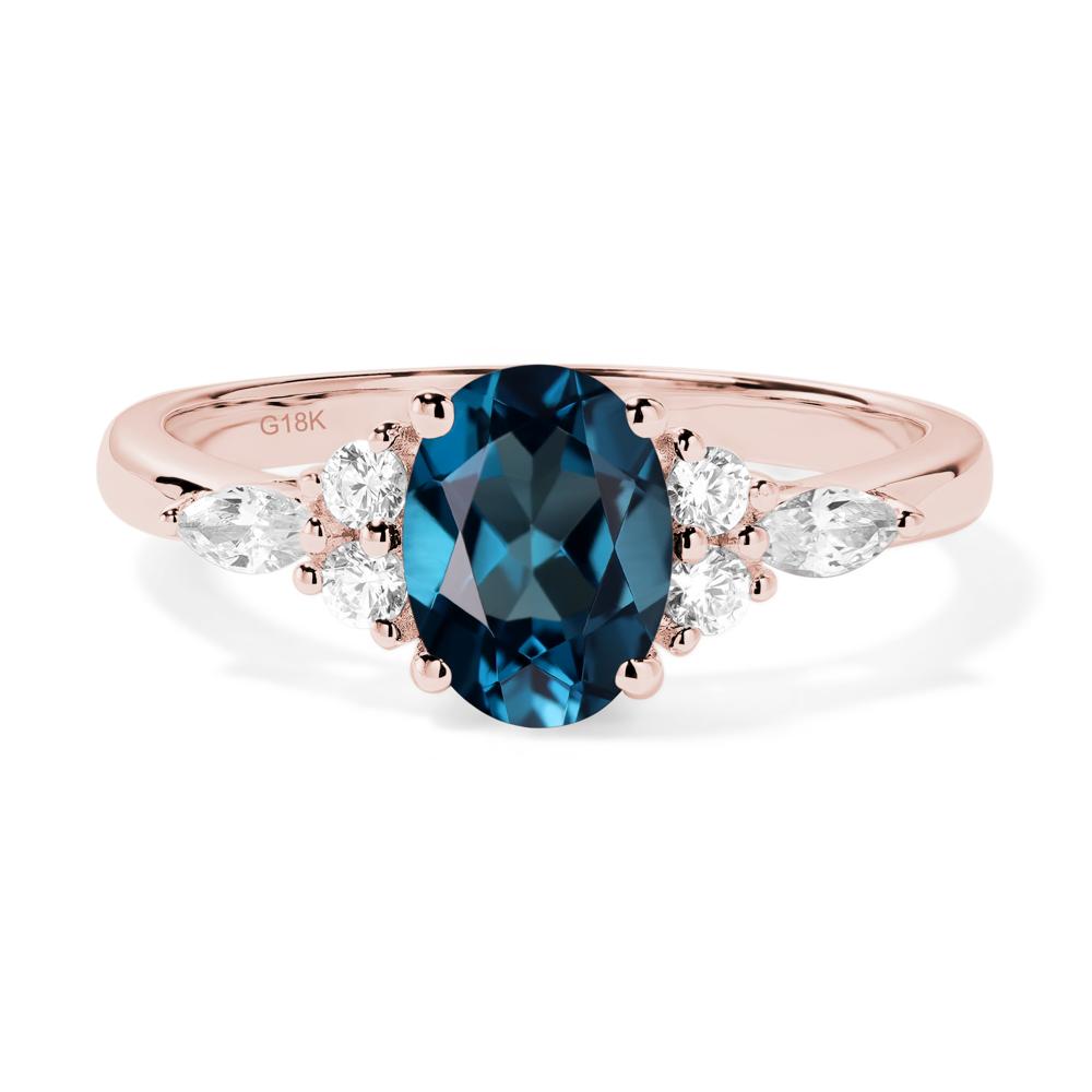 Simple Oval London Blue Topaz Engagement Ring - LUO Jewelry #metal_18k rose gold