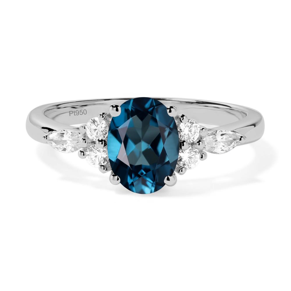 Simple Oval London Blue Topaz Engagement Ring - LUO Jewelry #metal_platinum