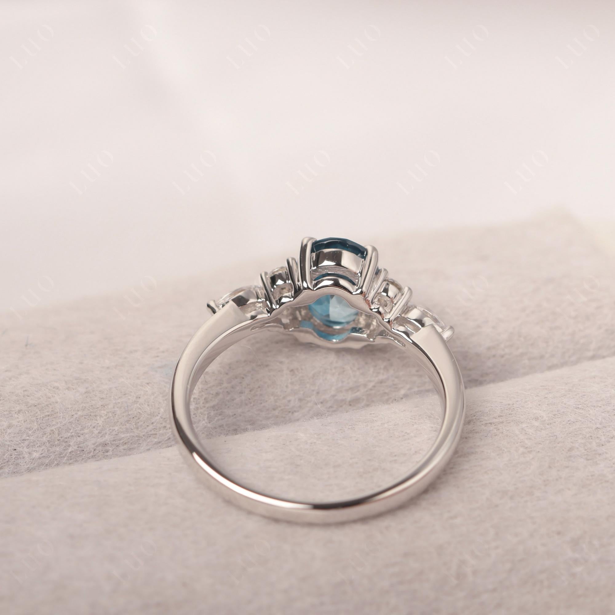 Simple Oval London Blue Topaz Engagement Ring - LUO Jewelry