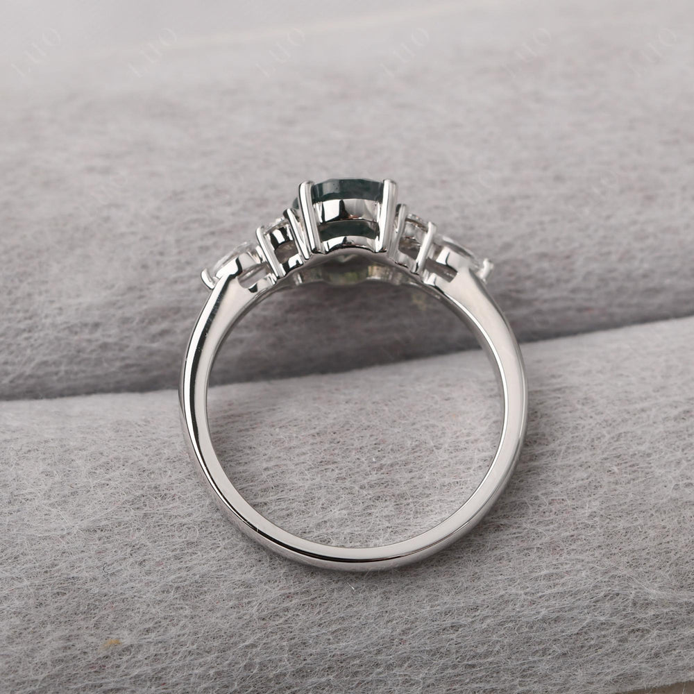 Moss Agate Ring Sterling Silver Oval Cut Ring - LUO Jewelry