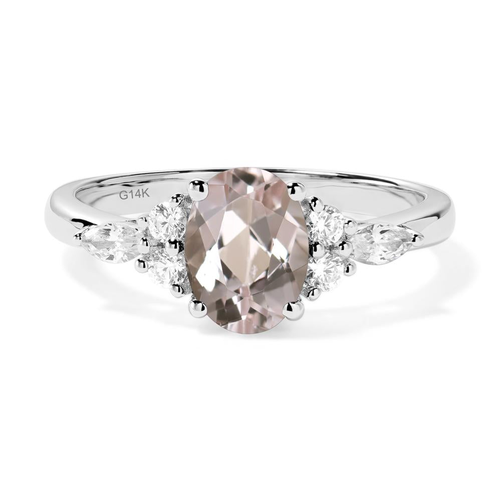 Simple Oval Morganite Engagement Ring - LUO Jewelry #metal_14k white gold