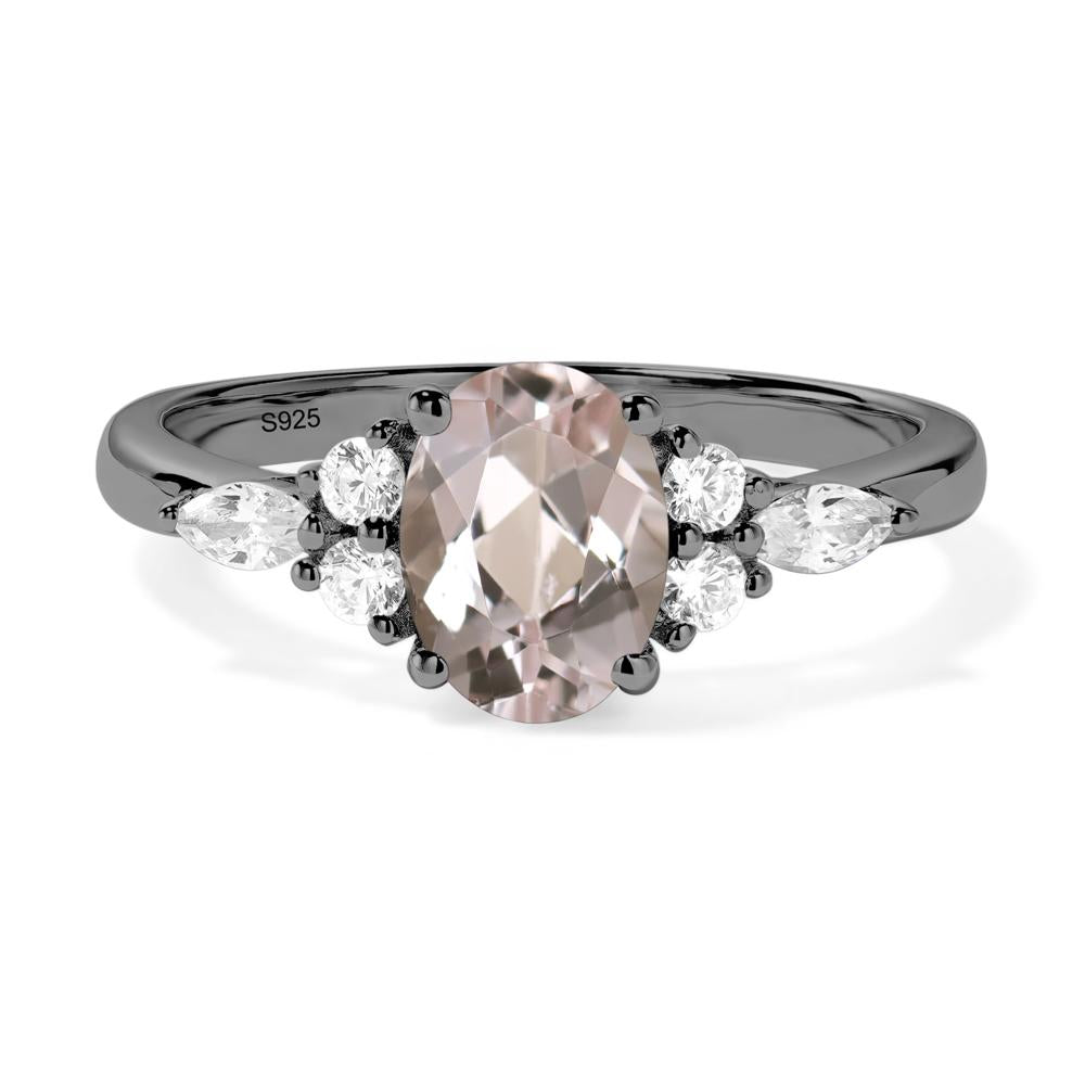 Simple Oval Morganite Engagement Ring - LUO Jewelry #metal_black finish sterling silver