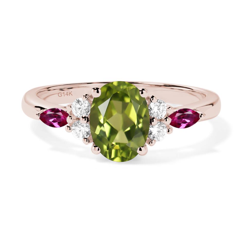 Simple Oval Peridot Engagement Ring - LUO Jewelry #metal_14k rose gold