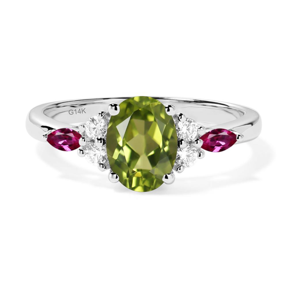 Simple Oval Peridot Engagement Ring - LUO Jewelry #metal_14k white gold
