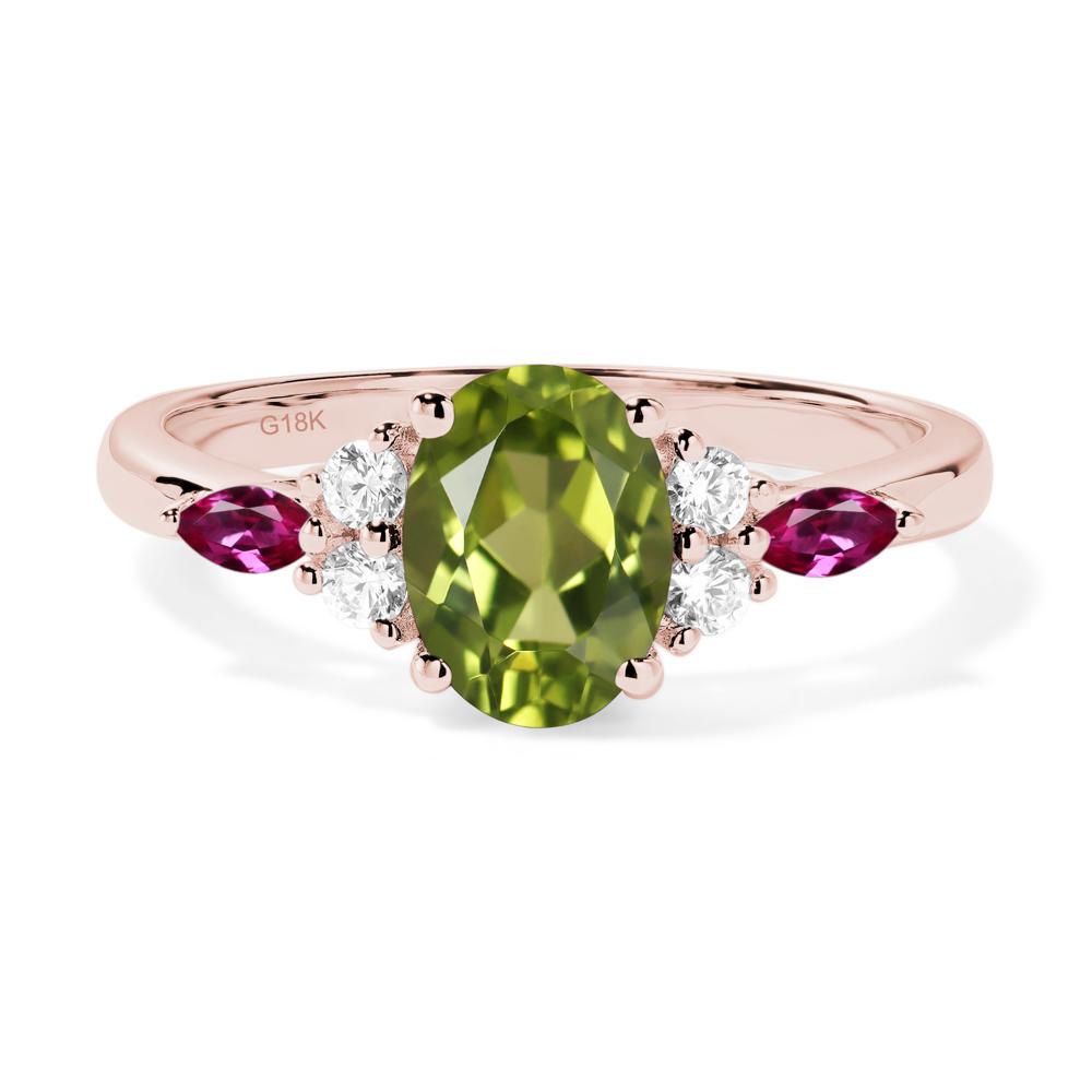 Simple Oval Peridot Engagement Ring - LUO Jewelry #metal_18k rose gold