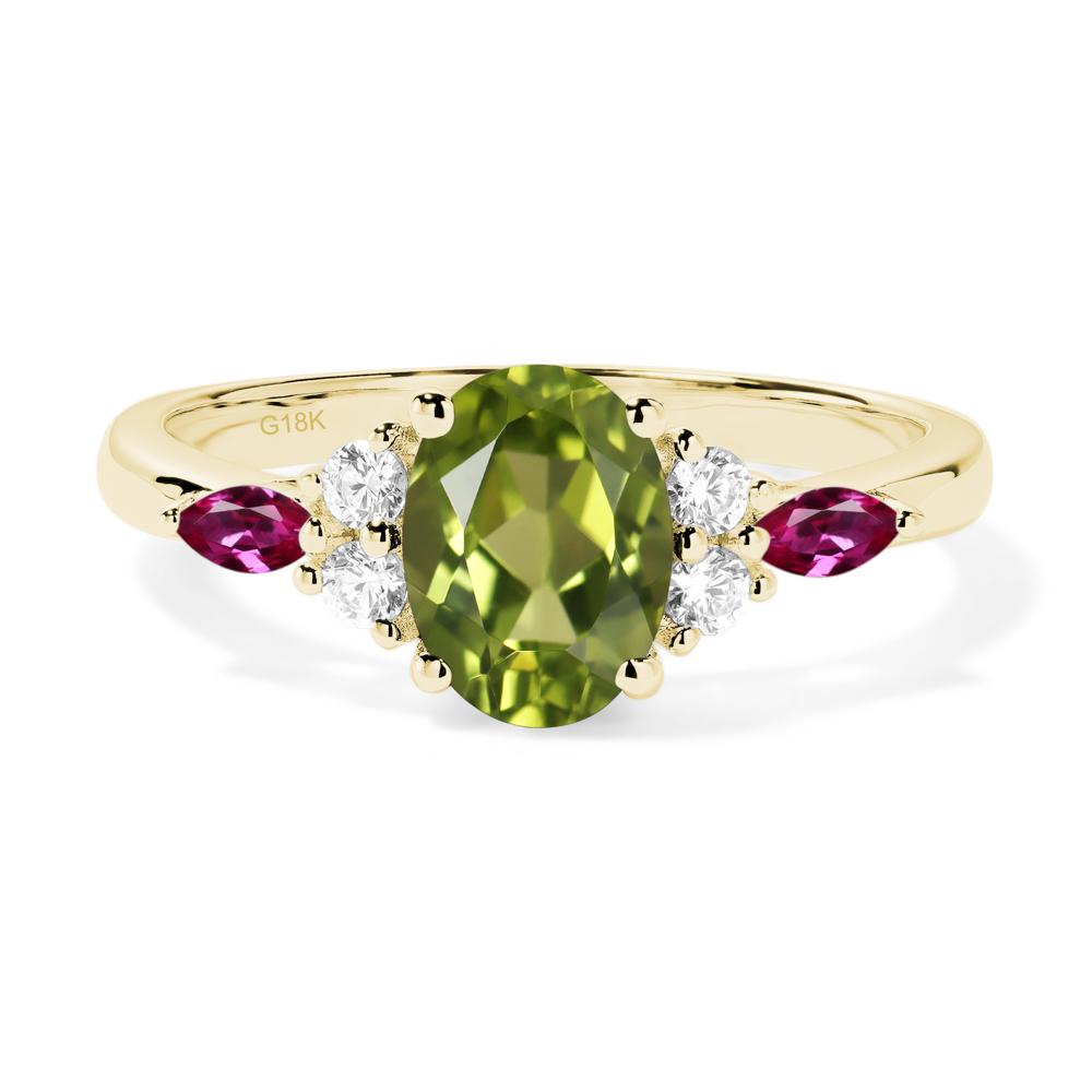 Simple Oval Peridot Engagement Ring - LUO Jewelry #metal_18k yellow gold