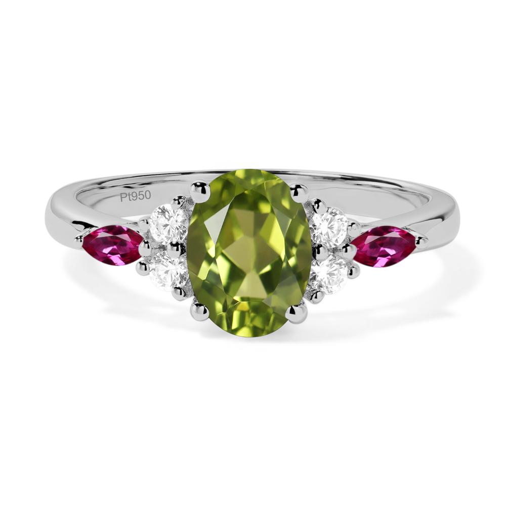 Simple Oval Peridot Engagement Ring - LUO Jewelry #metal_platinum